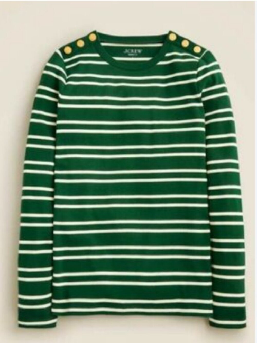 ## ✨ J.Crew Forest Green Striped Gold-Button Sailor Top ✨